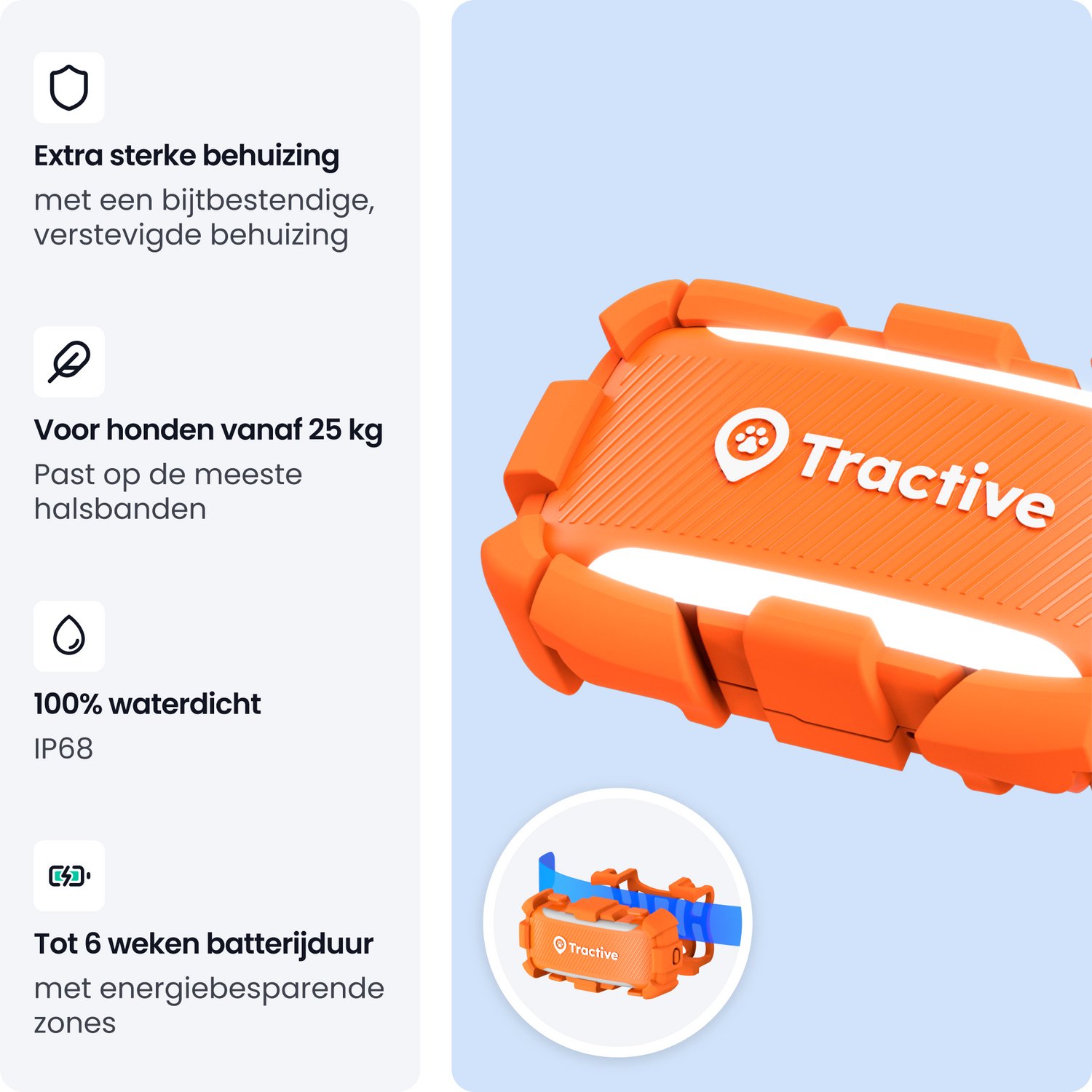 Tractive DOG 6 XL Adventure Edition – Slimme GPS-tracker voor honden met monitoring van vitale waarden & gezondheidswaarschuwingen, 6 weken batterijlevensduur – Oranje thumbnail 6