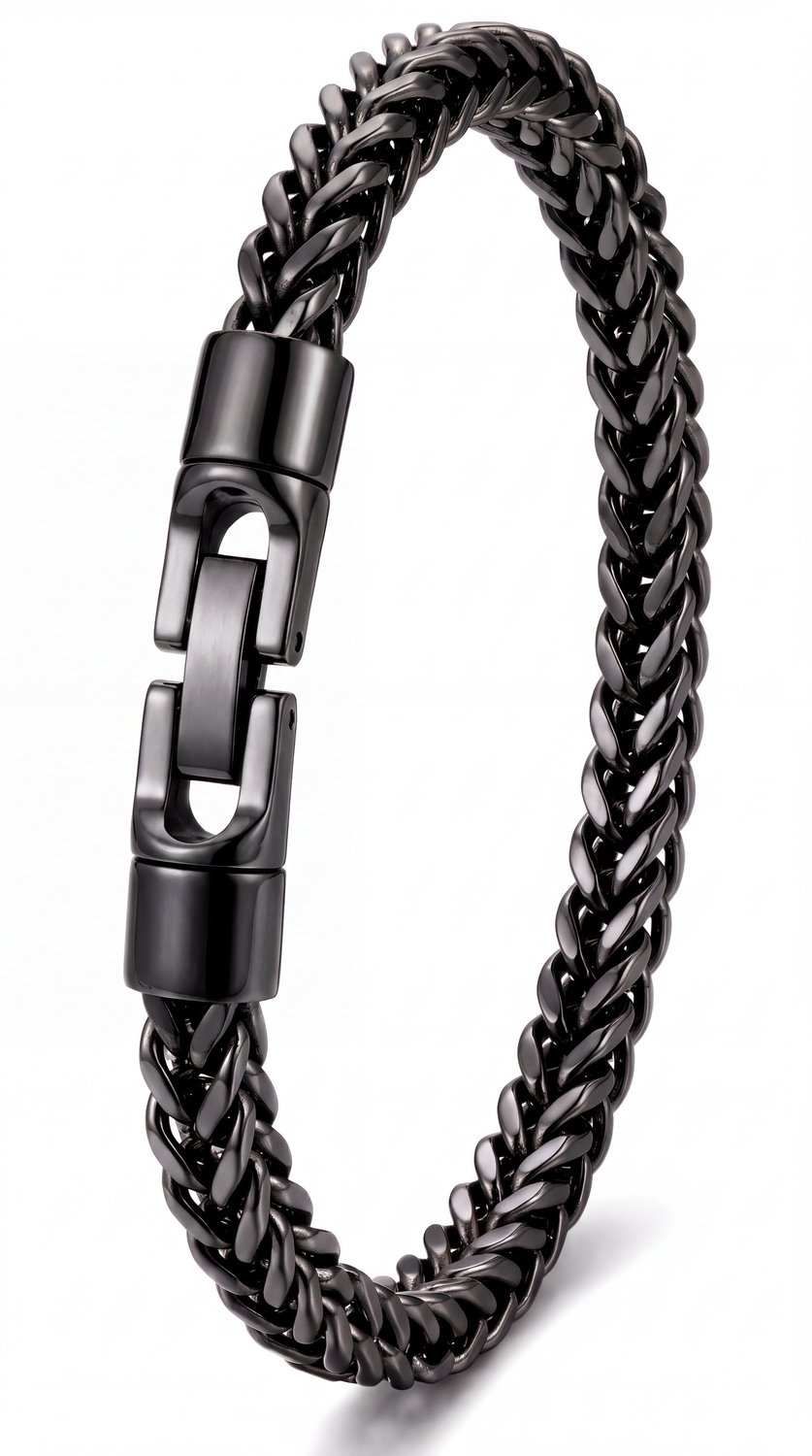 Armband heren - Stalen heren armband 21cm - Gourmet armband zwart met geschenkverpakking van Mauro Vinci Rondo