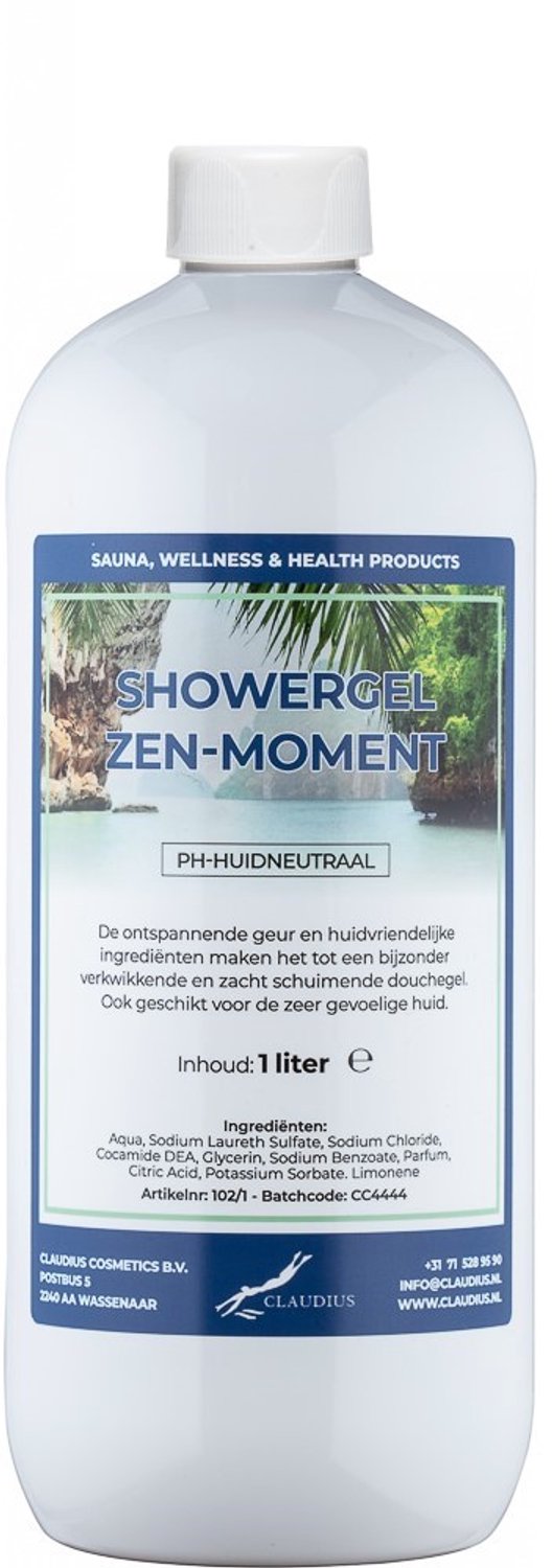 Claudius Douchegel Zen Moment 1 liter - showergel - navulling - voordeelverpakking