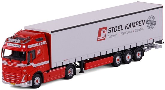 Rode Volvo FH5 vrachtwagenmodel met witte trailer, voorzien van 'Stoel Kampen' logo en tekst.