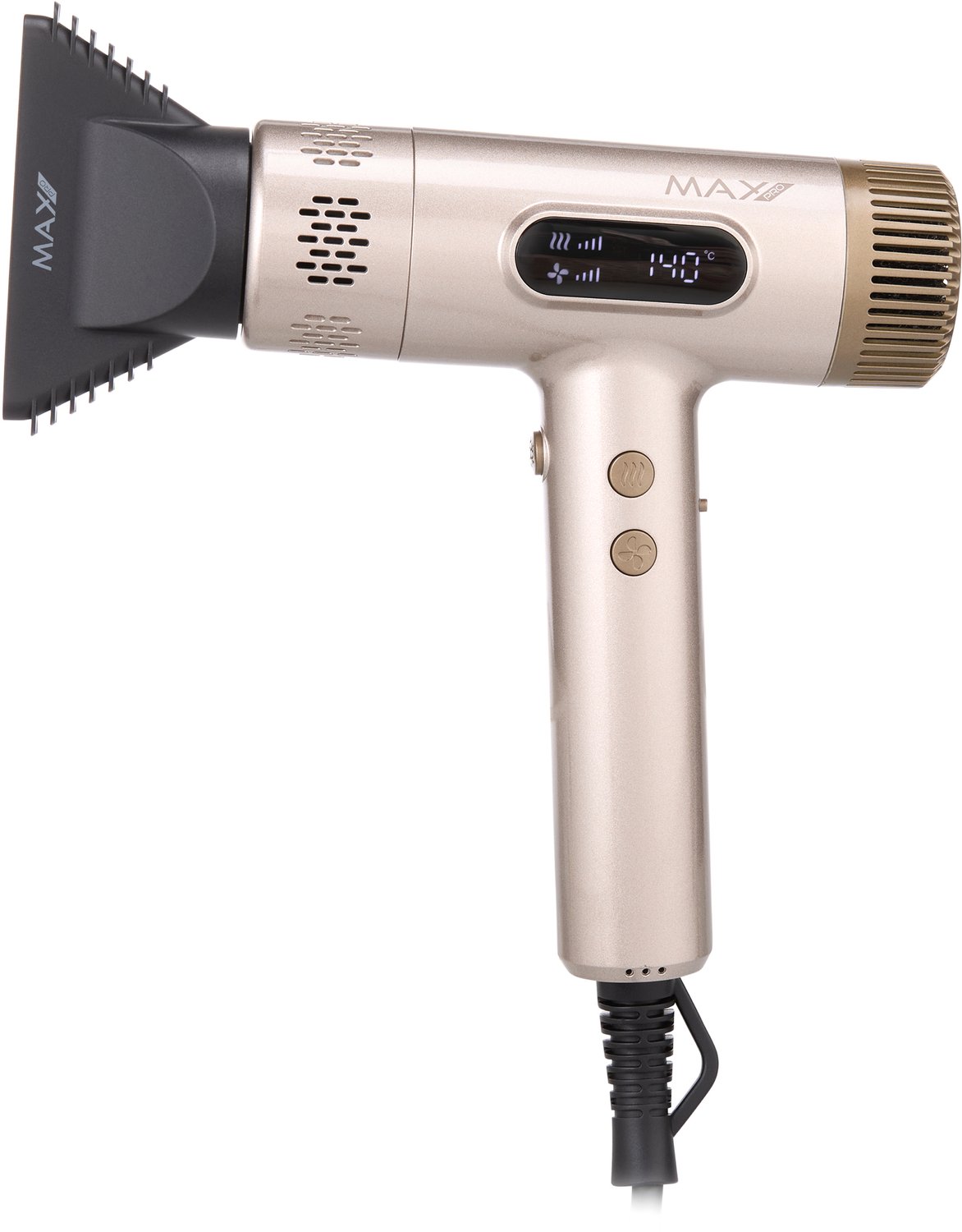 Max Pro LUMO Föhn Champagne met Diffuser - Haardroger voor Krullend Haar - Ionische Haarföhn - 110.000 RPM - Blaasmond - 4 Snelheden - Haarfohn