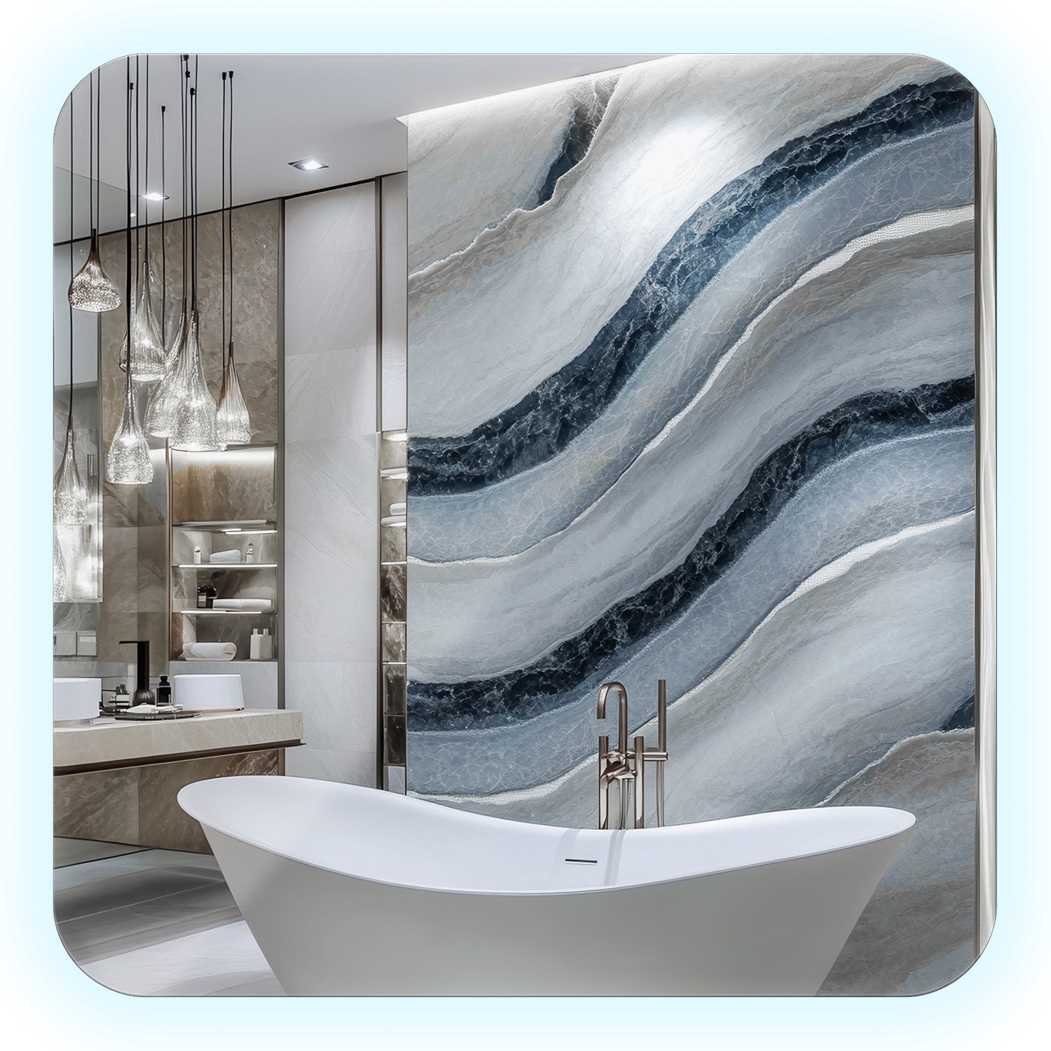 TULUP LED Spiegel - Moderne Spiegel met Afgeronde Hoeken - 50 x 50 cm - LED Badkamerspiegel - Koud Wit 6500K - Wandspiegel - Decoratief