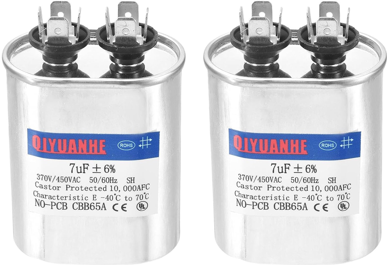 CBB65 condensator 7uF - ovale filmcondensator - 370/450 V - voor airconditioners en elektromotors Vemera - 2 stuks - Vemera