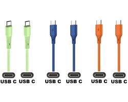 3 stuks USB C naar USB C kabel. 1,0m laadkabel. Oplaadkabel past op Kobo (Rakuten) eReader Elipsa, Elipsa 2E, Sage, Libra 2, Libra Colour, Clara 2E, Clara Colour, Clara BW - Kindle (Amazon) Scribe