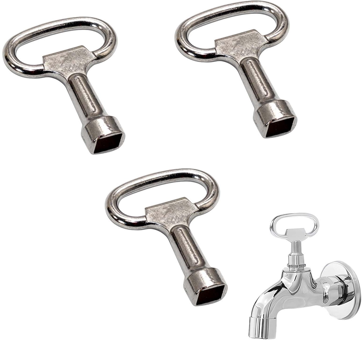 Vierkante Sleutel Set - 3 Stuks Roestvrij Staal - T-greep/D-handgreep - 54 mm Lengte - Multifunctioneel Gebruik - Duurzaam - Sleutelset