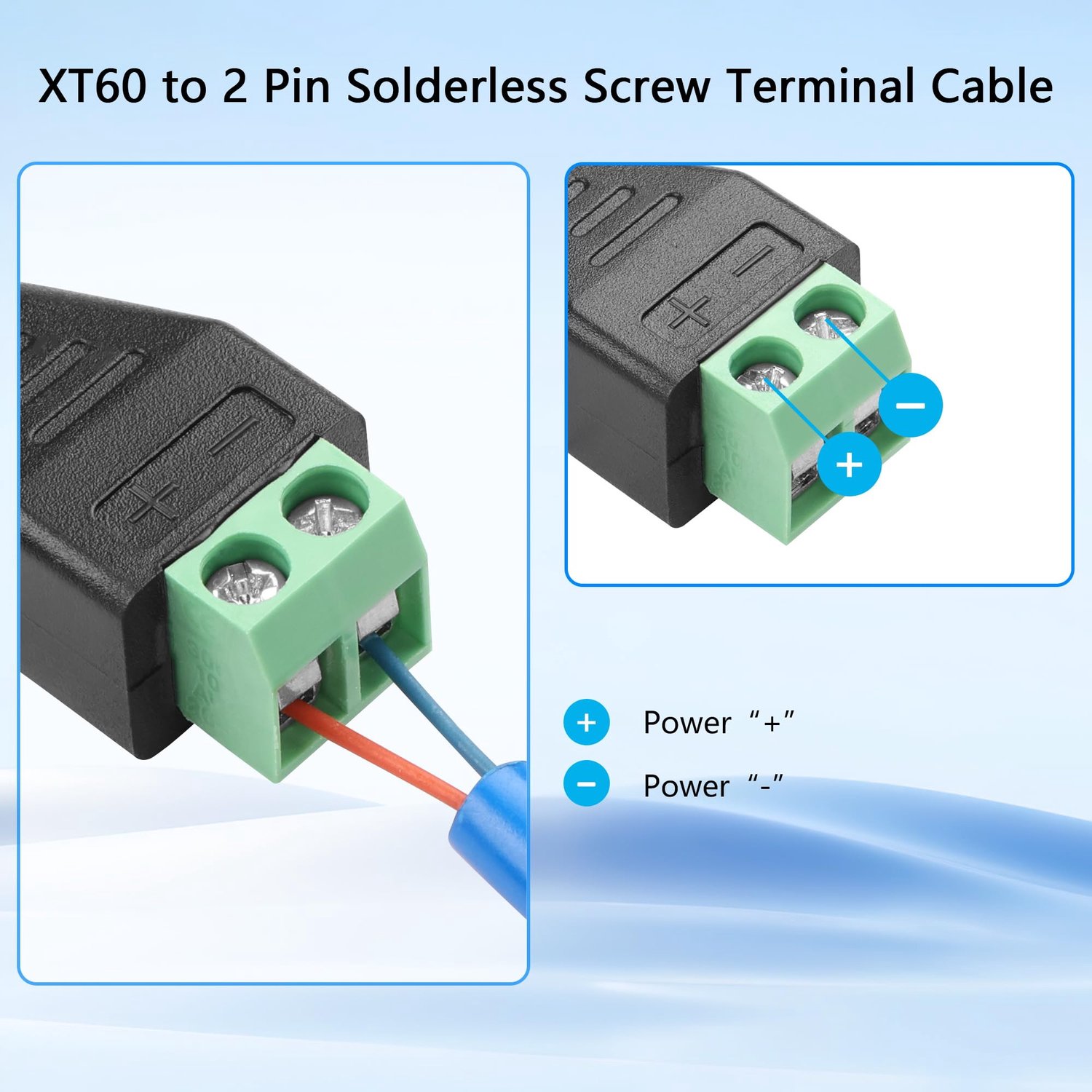 XT60 naar 2-Pin Solderless Kabel voor DIY Projecten