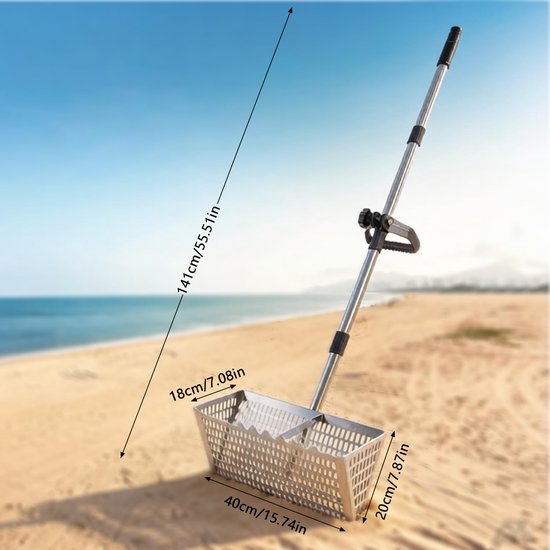 Strand Hark met Zeef - Roestvrij Stalen Zandvlooienhark 40 cm Breed — afbeelding 5