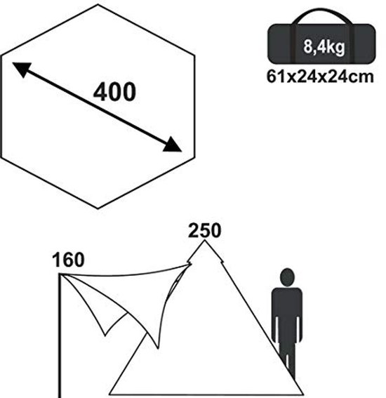 Numana 400 Teepee Tent - Voor 4-6 Personen - Beige Grijs — afbeelding 2