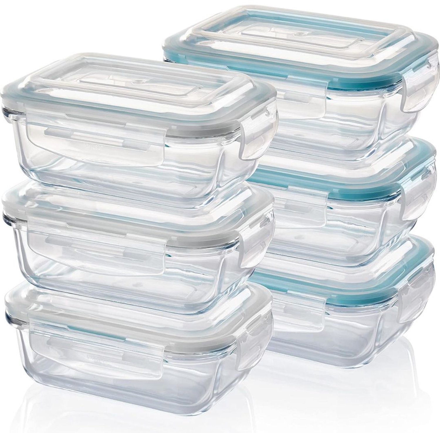 Br@ndless Glazen Vershoudbakjes - Glazen Opbergbakjes - Met Deksel - Transparant-6 stuks 370 ml
