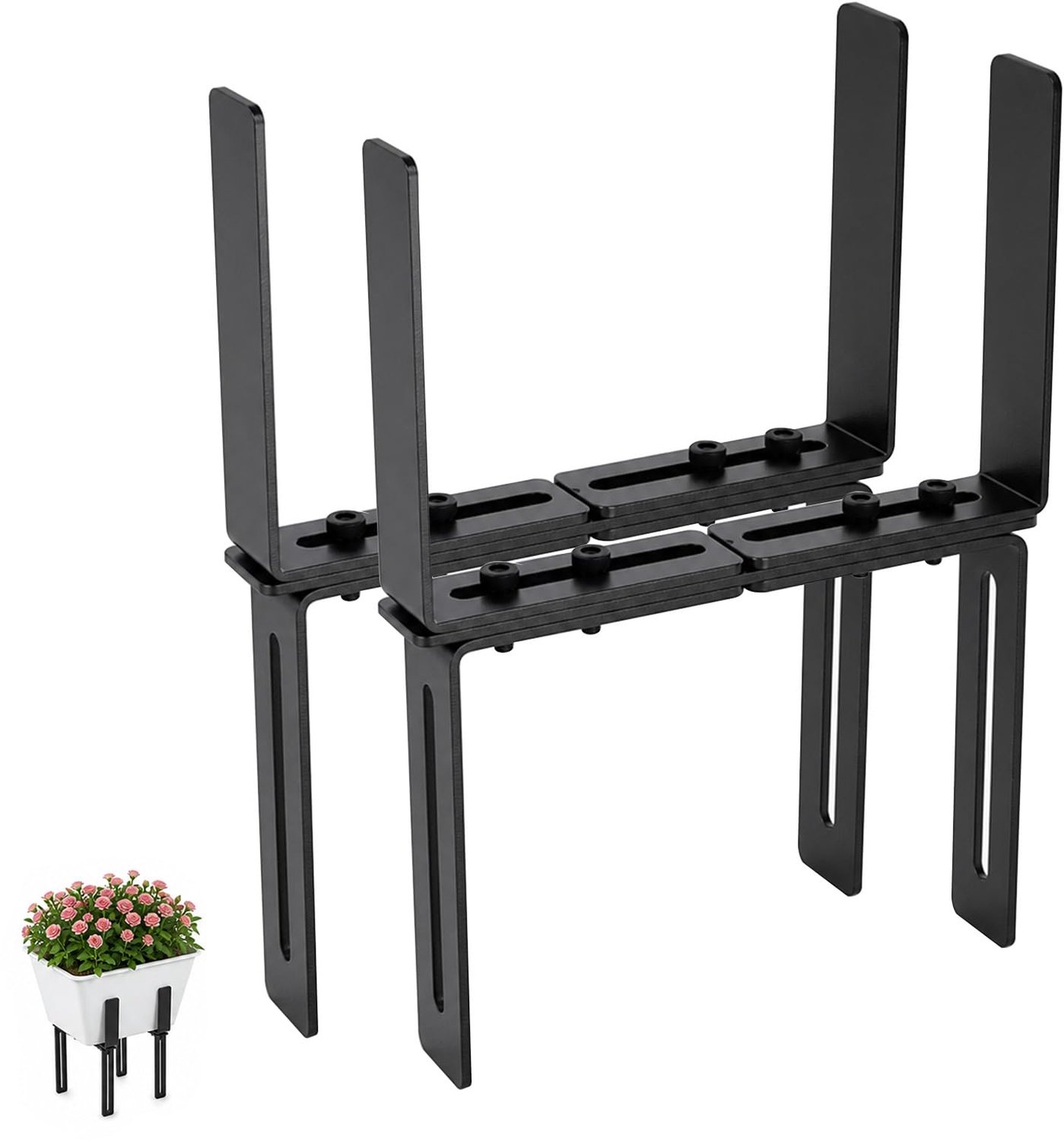 Set van 2 H-vormige Bloembaksteunen - Geschikt voor Balkonrelingen 1,5-32 cm