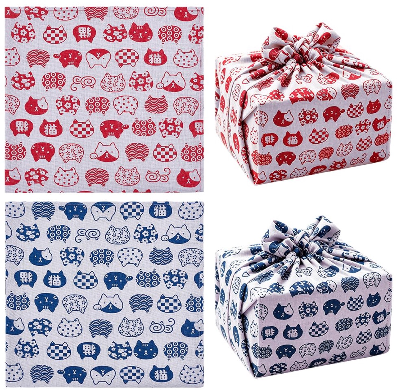 Katoenen Zakdoeken - Set van 2 met Kattenprint