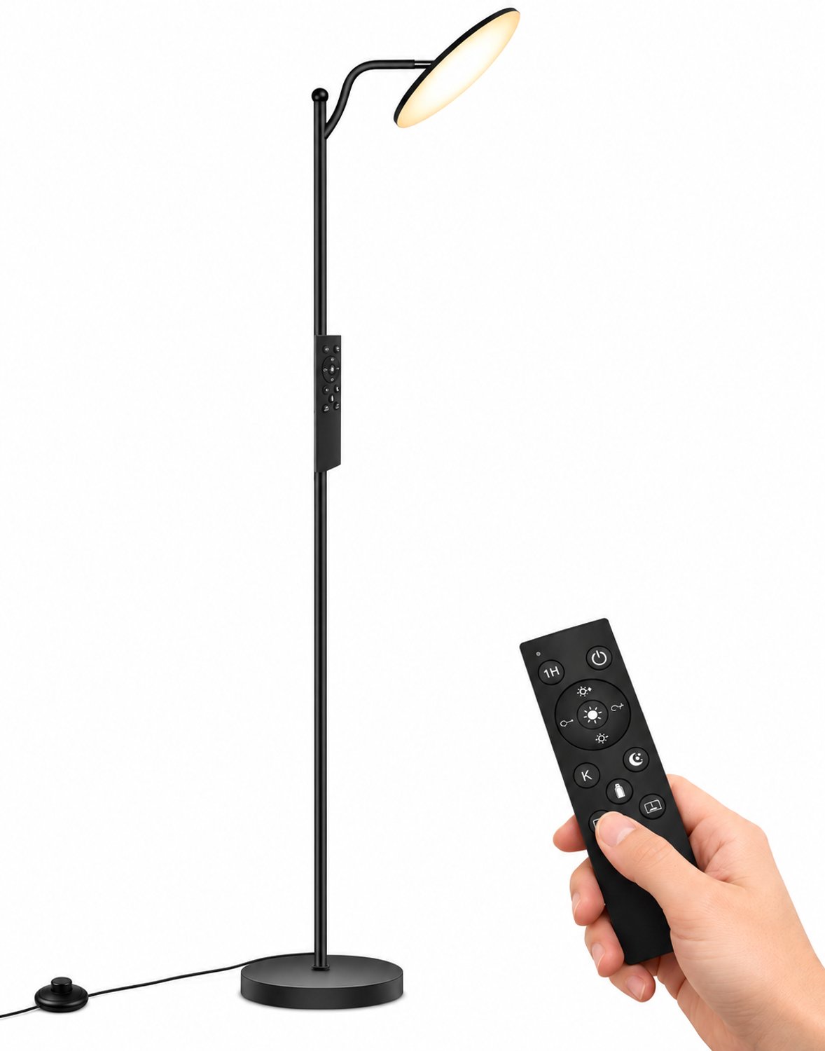 MC Select Vloerlamp - Staande Lamp Woonkamer - Dimbaar - 183 cm - Zwart