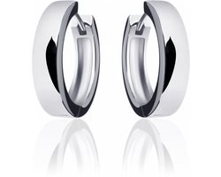 Jewels Inc. - Oorbellen - Oorringen met Scharnier - Vlak Glad - 5mm Breed - 22mmØ - Gerhodineerd Zilver 925