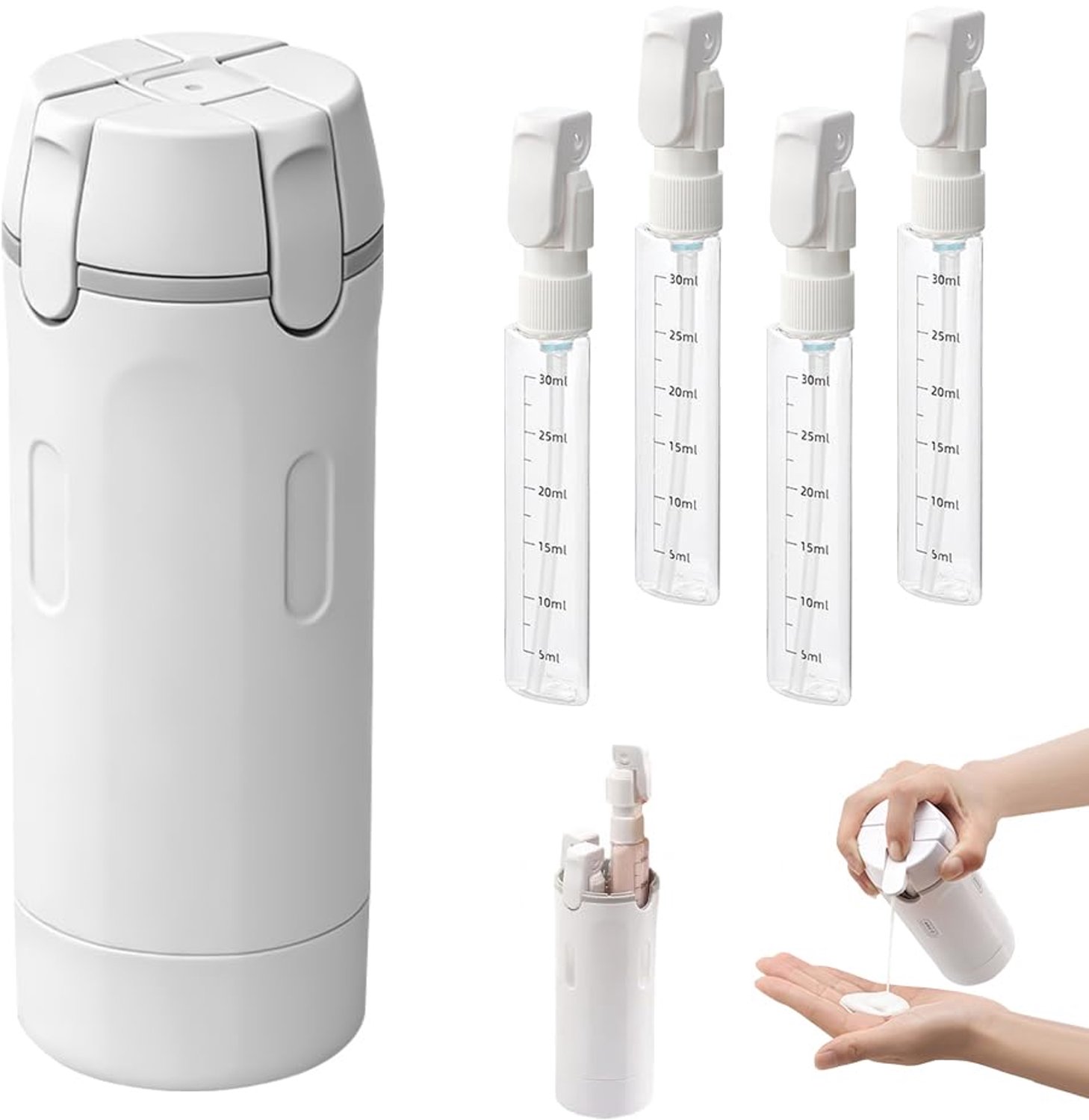 4-in-1 Reisbottleset, Lekvrije Flessen met Labels