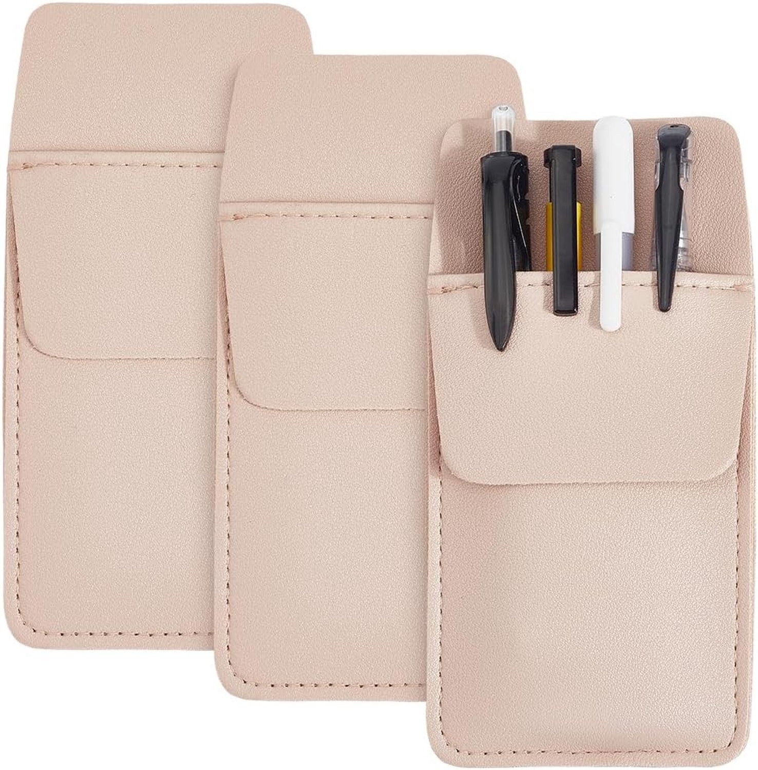Multifunctionele PU lederen tassenbescherming voor dames en heren, etui voor verpleegsters en leraren, stijlvol en praktisch (roze)