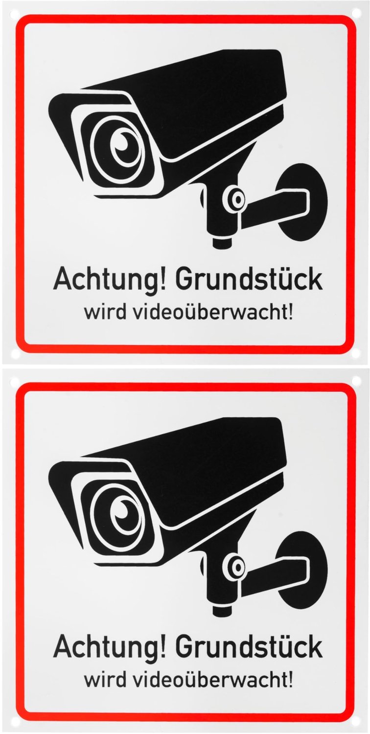 Waarschuwingsbord Videobewaking - 2 Stuks PVC 15x15 cm