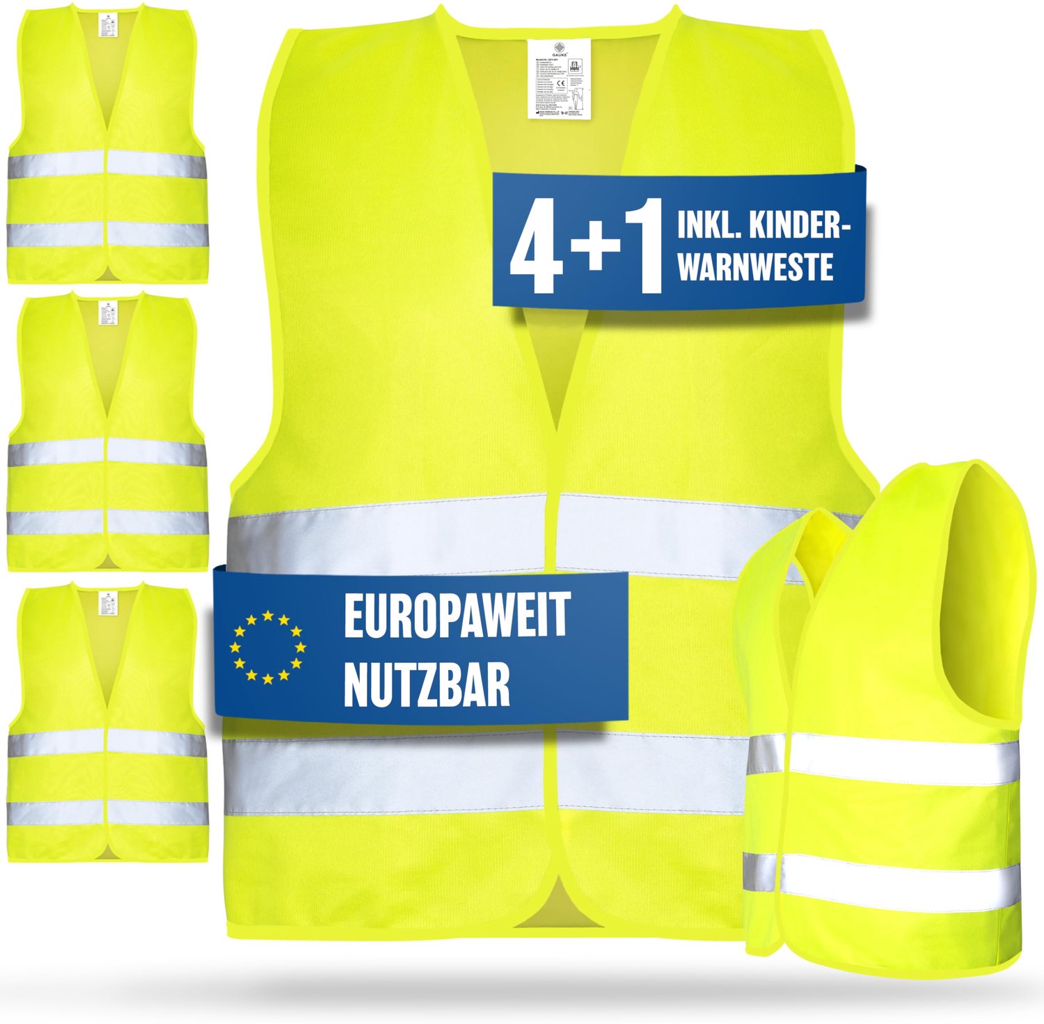 Set van 5 Reflecterende Veiligheidsvesten voor Auto