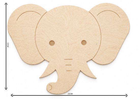 Houten Olifant - Muurdecoratie - Babykamer - Kinderkamer — afbeelding 3