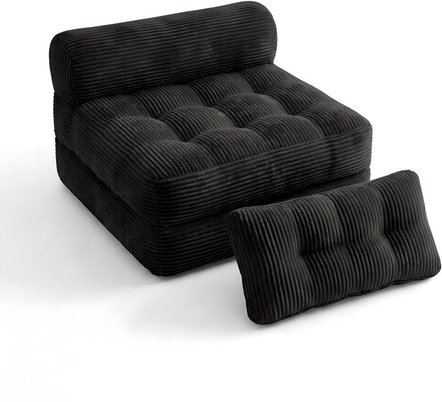 Tremeo 2-in-1 Corduroy Slaapbank - Bank - 85 x 85 x 57 cm - Zwart