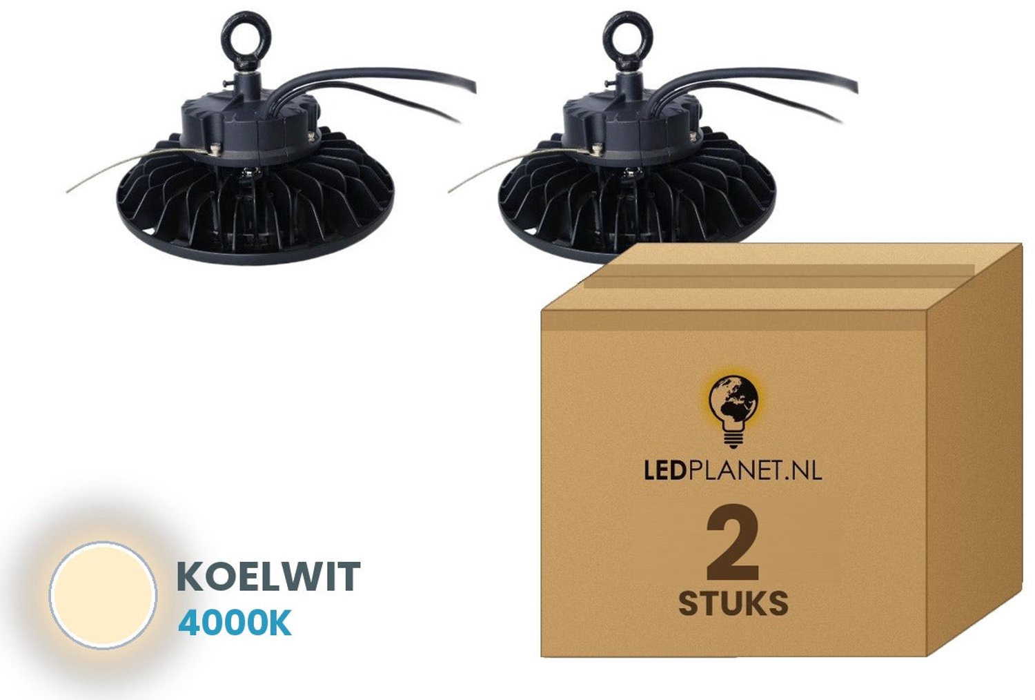 Tsong UFO Lamp - LED High Bay 150W - 22.500 lm - Koelwit 4000K - 2 stuks - DALI Dimbaar - IP65 - Hal, Werkplaats- & Garageverlichting - 5 jaar garantie