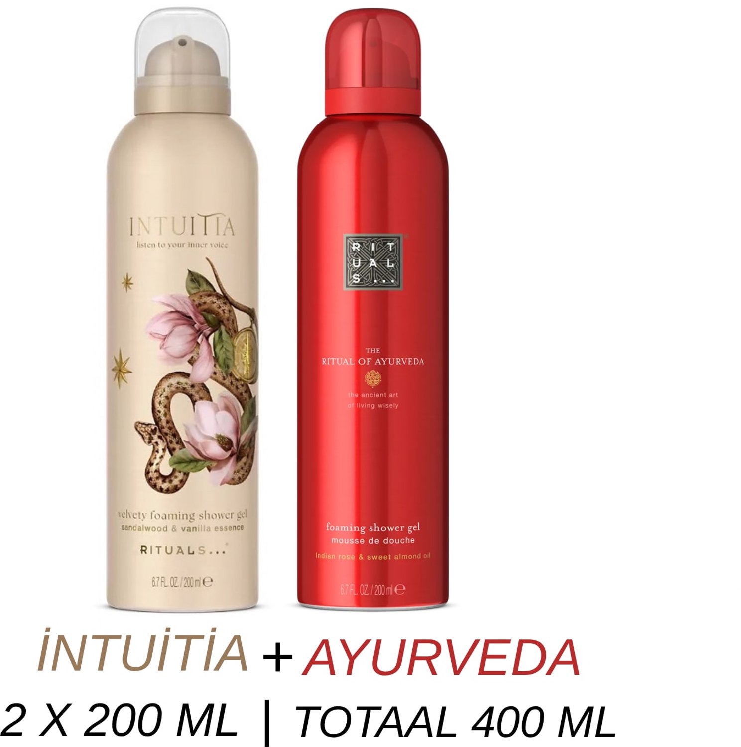 Rituals - Shower Gel Duo Set - Intuitia Shower Gel 200 ml + Ayurveda Shower Gel 200 ml - 2 x 200 ml = 400 ml - Douchegel - Doucheschuim