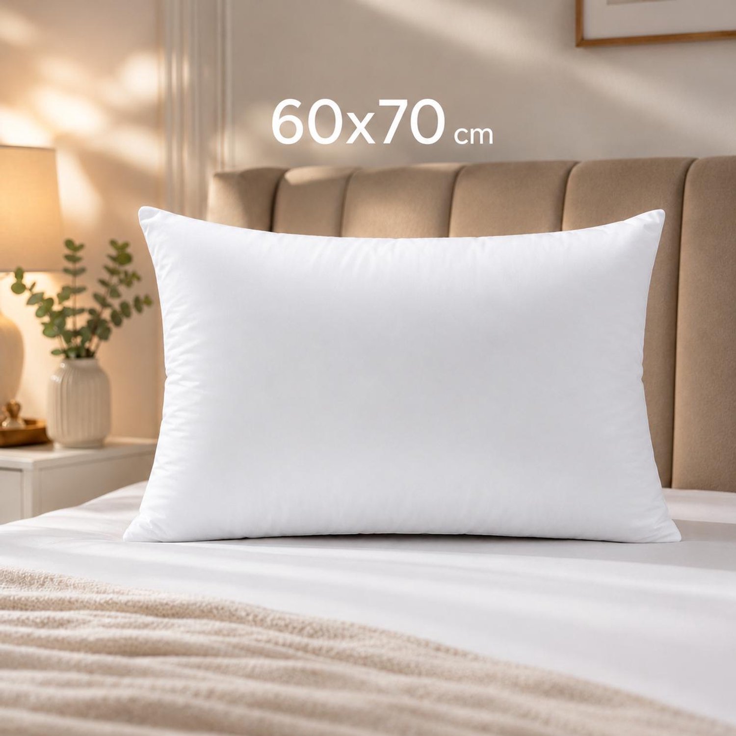 EVE Textile hoofdkussen 60x70 - Anti allergie - Basic hoofdkussen - slaapkussen - 1000 gr extra zacht- ideal voor hotels - perfect voor air bnb huizen Wit