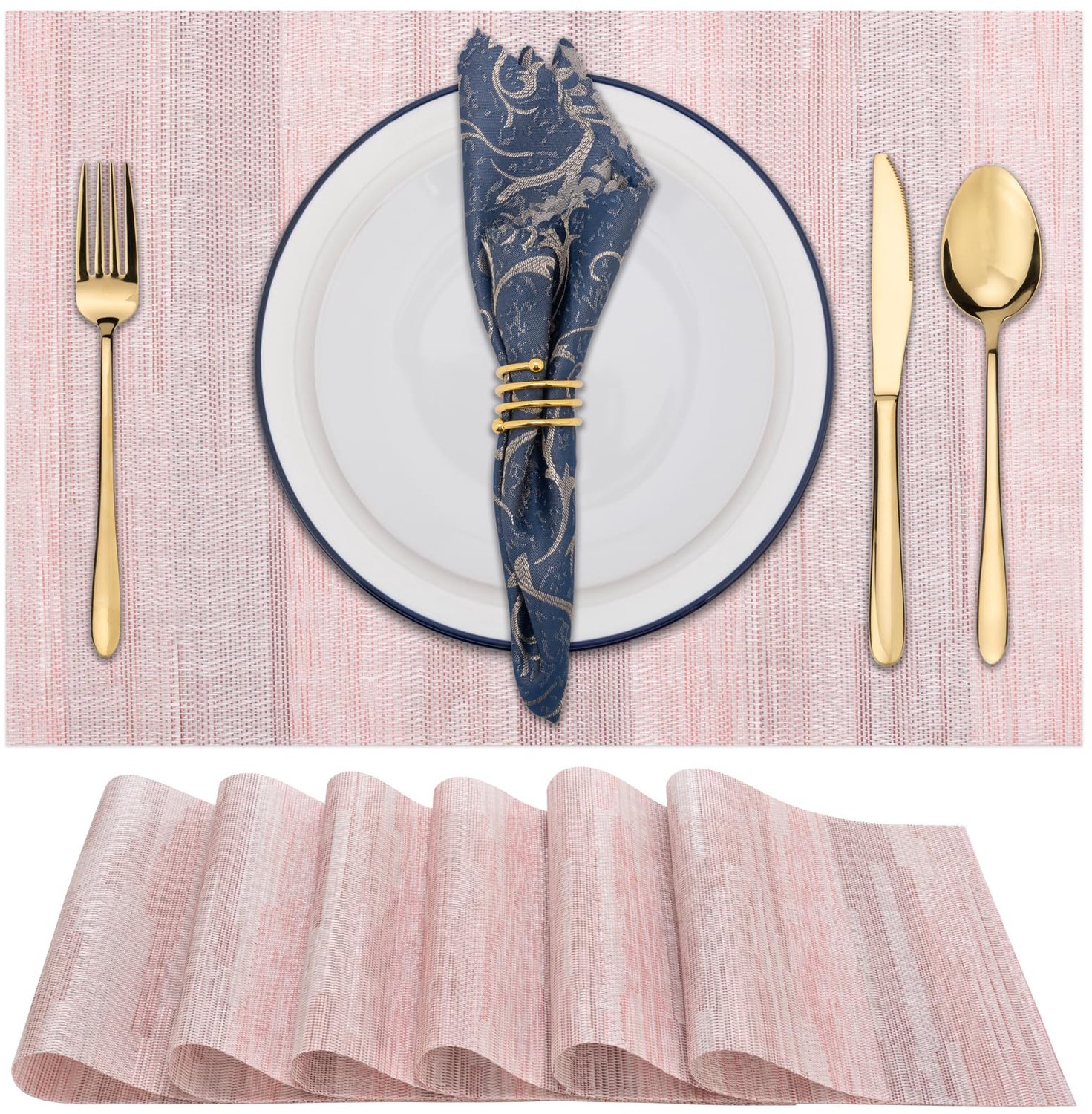 Set van 6 Wasbare PVC Placematsets voor de Eettafel