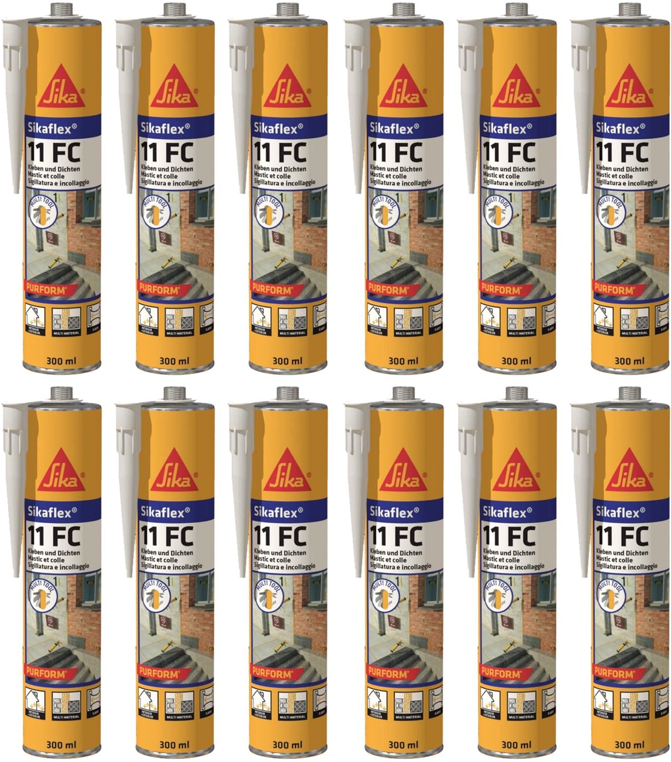 12x Universele Elastische Lijm en Kit 300 ml Zwart