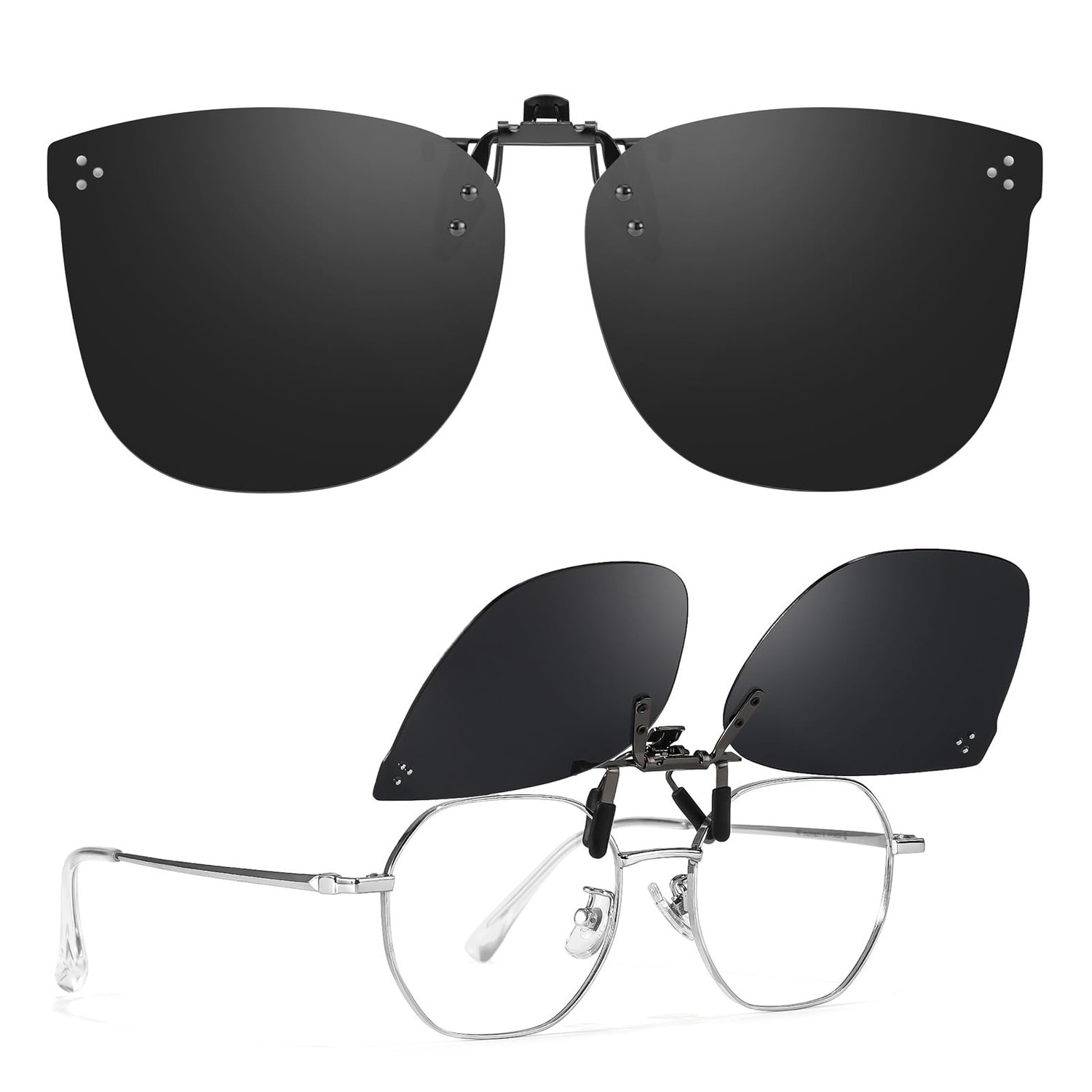 Oversized Clip-On Zonnebril met UV400 Bescherming