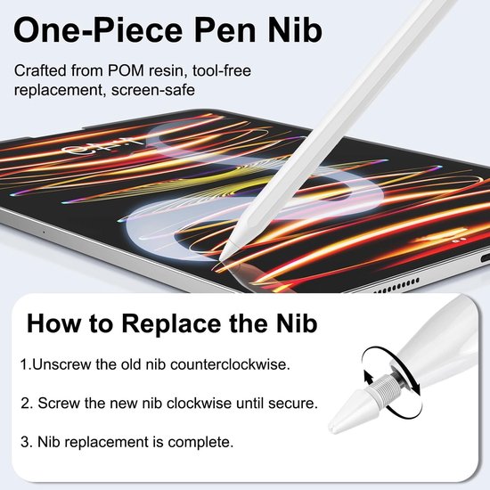 Stylus Pen voor iPad met Magnetische Bevestiging en Vervangbare Tips — afbeelding 2