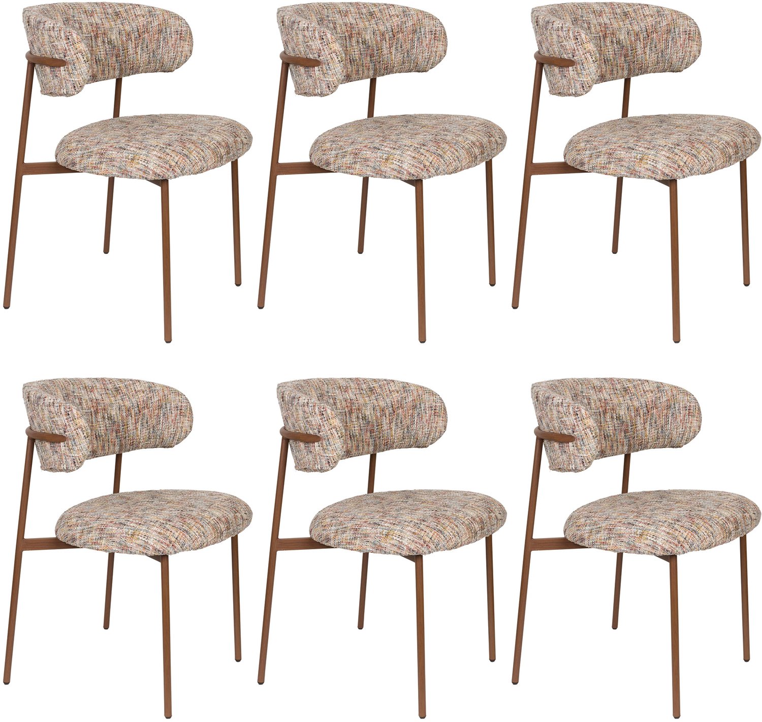 Housecraft Living Claes Eetkamerstoelen Gemêleerd Multi - Set van 6 Beige