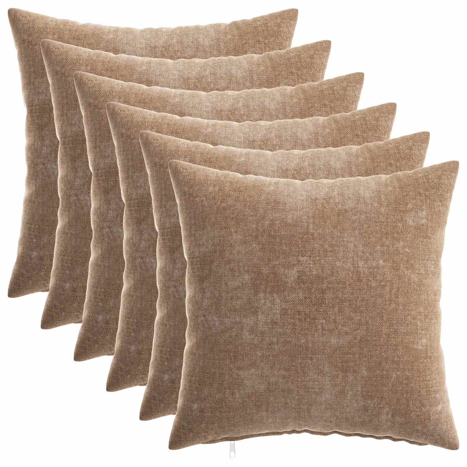 vidaXL Dekenkussen - 6 - st - HEERLEN - Bruin - 50 - x - 50 - cm - Chenille - Stof