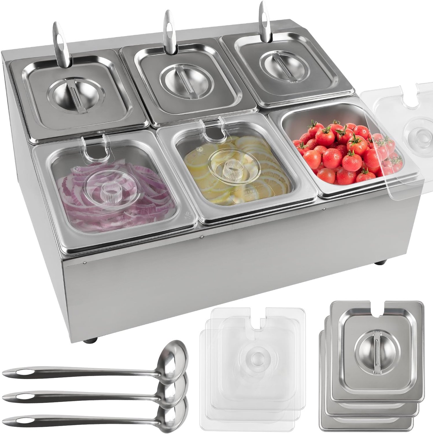 RVS Kruideniersorganizer met 6 Pannen voor Buffet