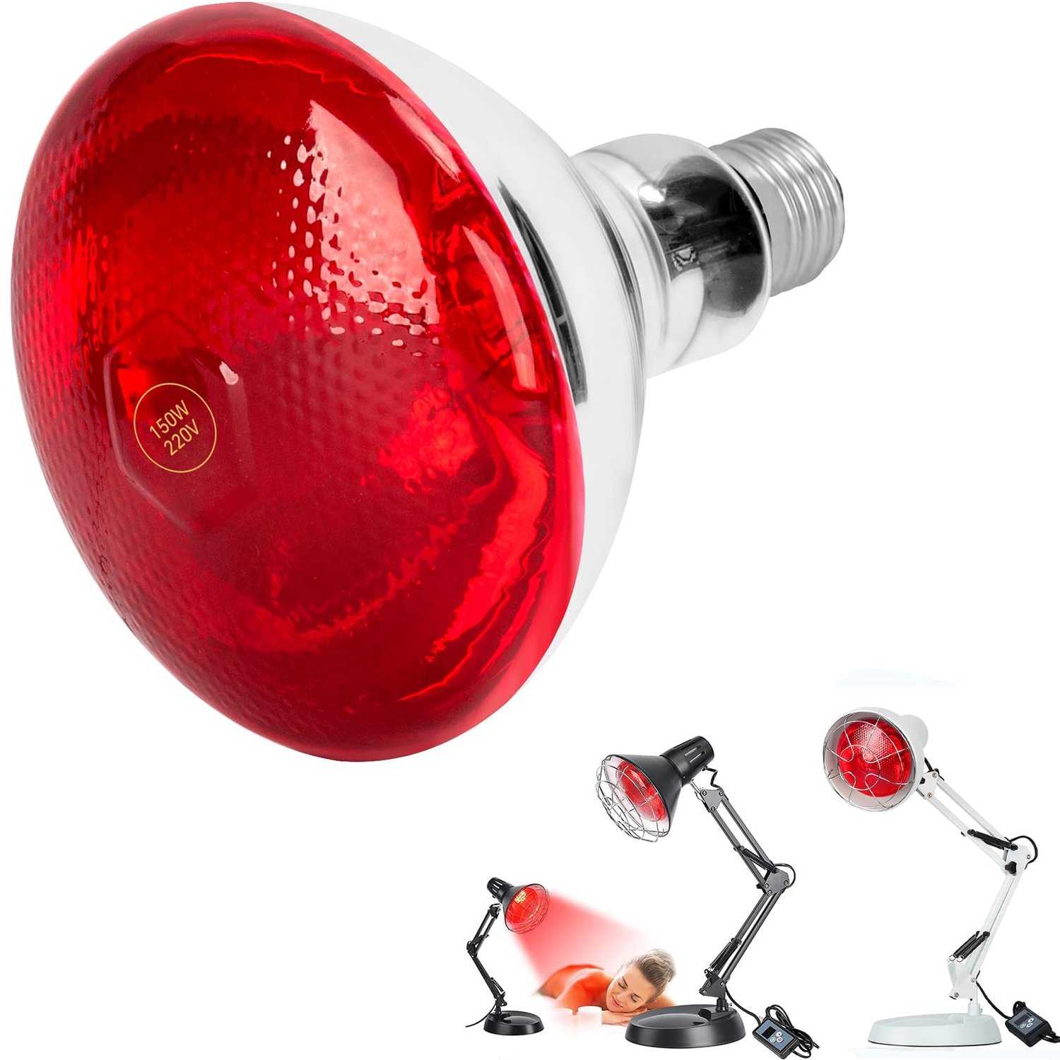 Warmtelamp 150 Watt - Infraroodlamp voor Reptielen - Gloeilamp - Warmtelamp voor Dieren - E27 Fitting - Duurzaam en Veilig