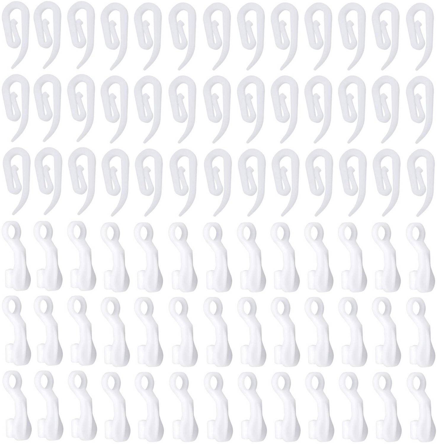 Gordijnhaken 100 Stuks - Witte Kunststof - Gordijnglijders - Plooihaken - Gordijnringen - Universele Maat 2,8 x 1,2 cm - Gordijnaccessoires