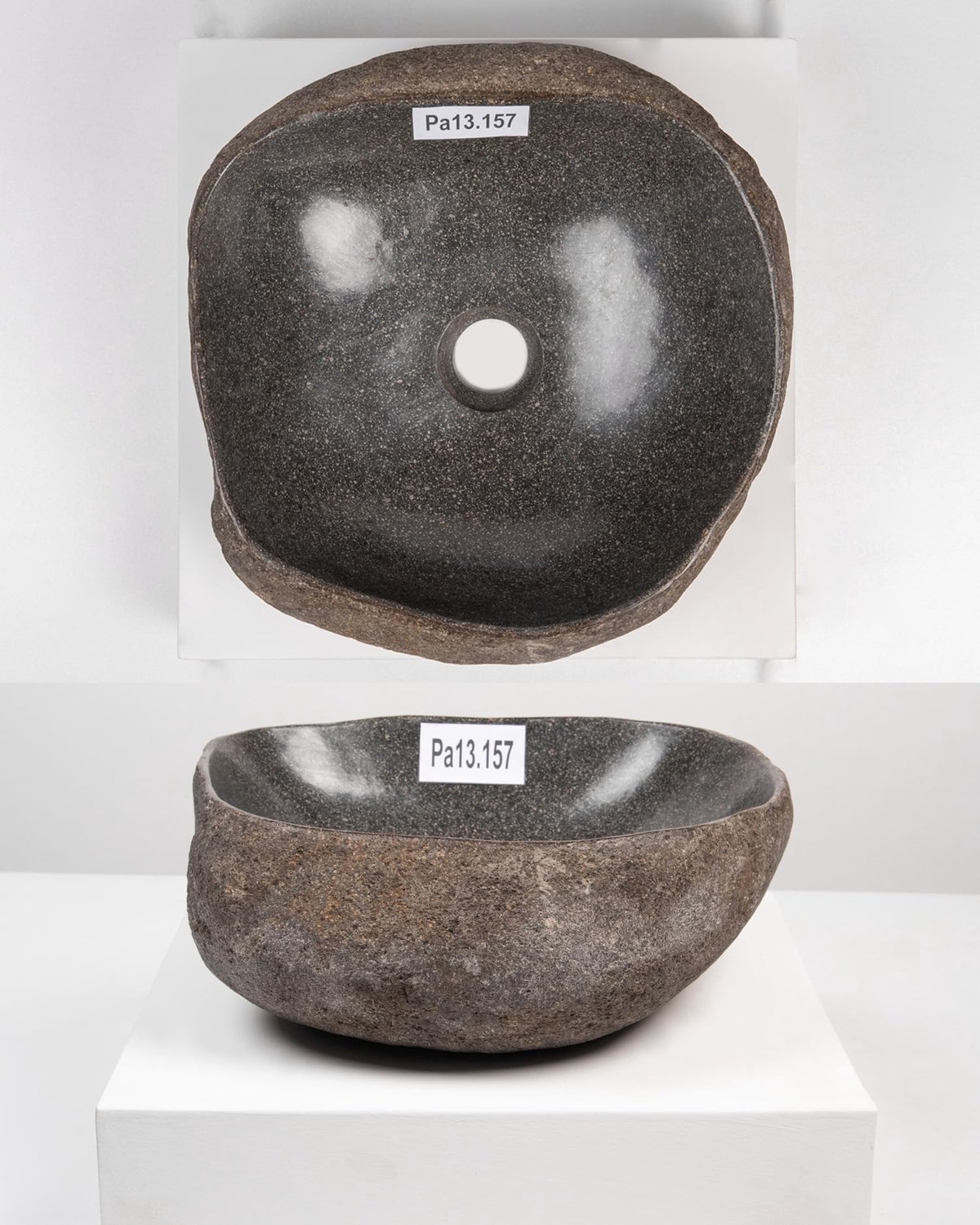 Natuurlijke Steen Wastafel - Rond 30-39 cm - Grijs