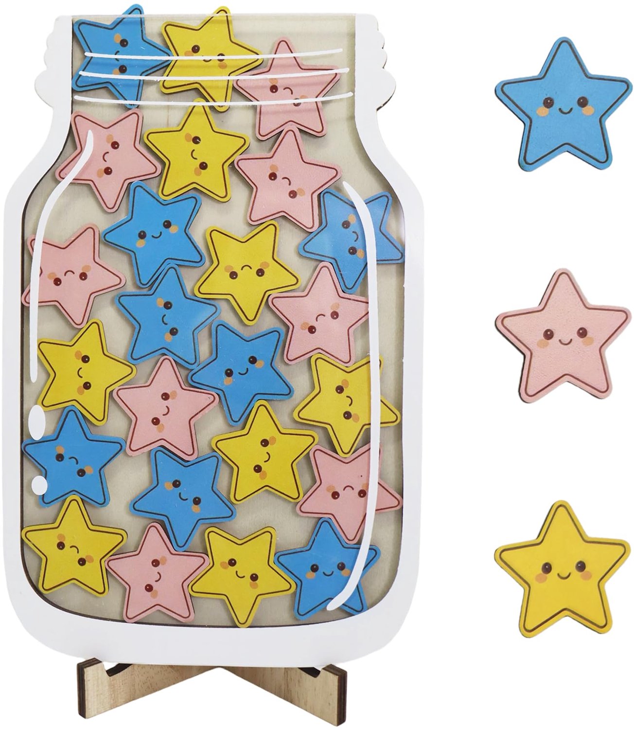 Houten Beloningsglas voor Kinderen met Sterren voor Goed Gedrag
