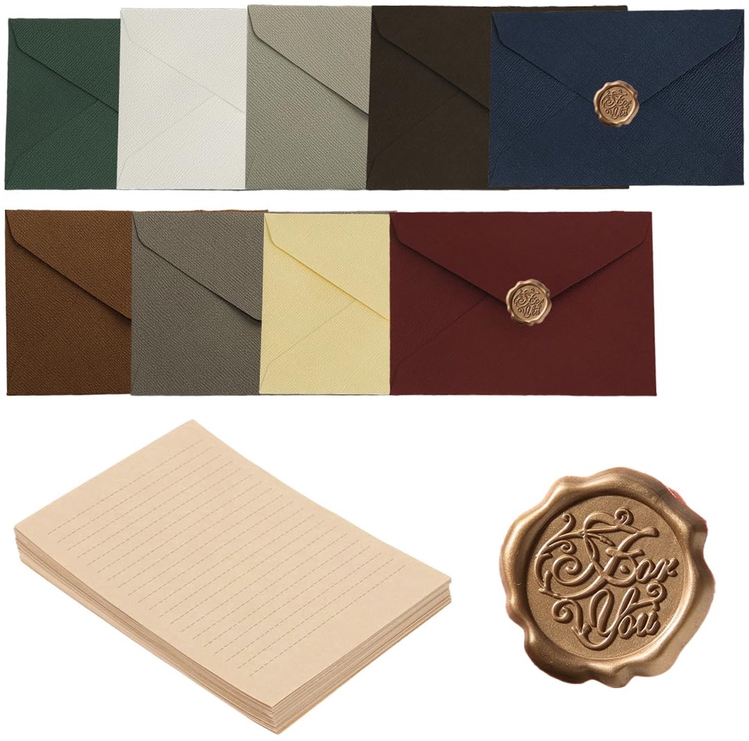 38-delige schrijfwaren set - Vintage papier en enveloppen