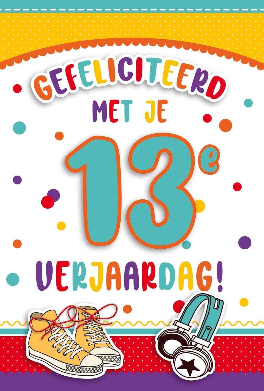 Luxe 3D Verjaardagskaart 13 Jaar - Leeftijdskaart 13 Jaar- Wenskaart 13 Jaar - Gefeliciteerd 13 Jaar