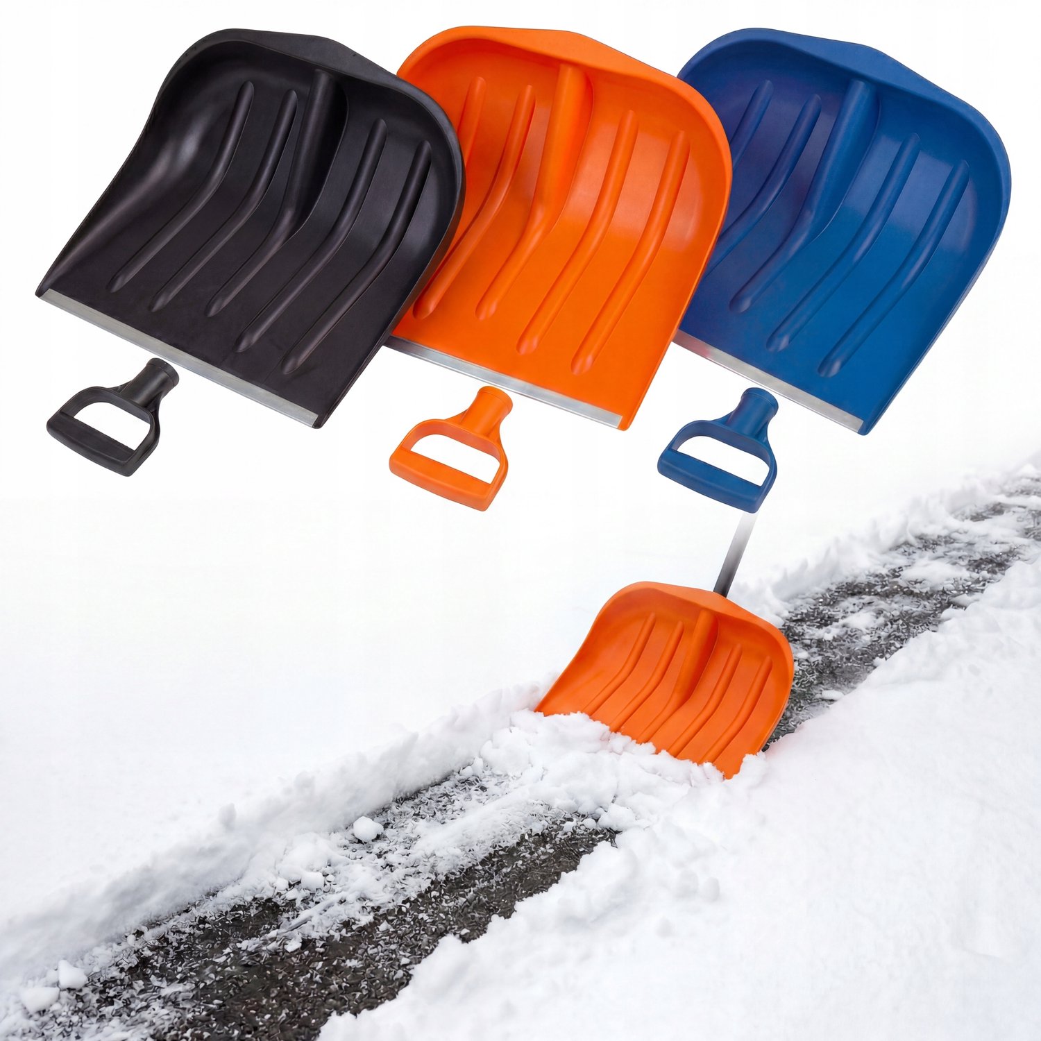 Set van 3 Kunststof Sneeuwschuivers met Metalen Rand