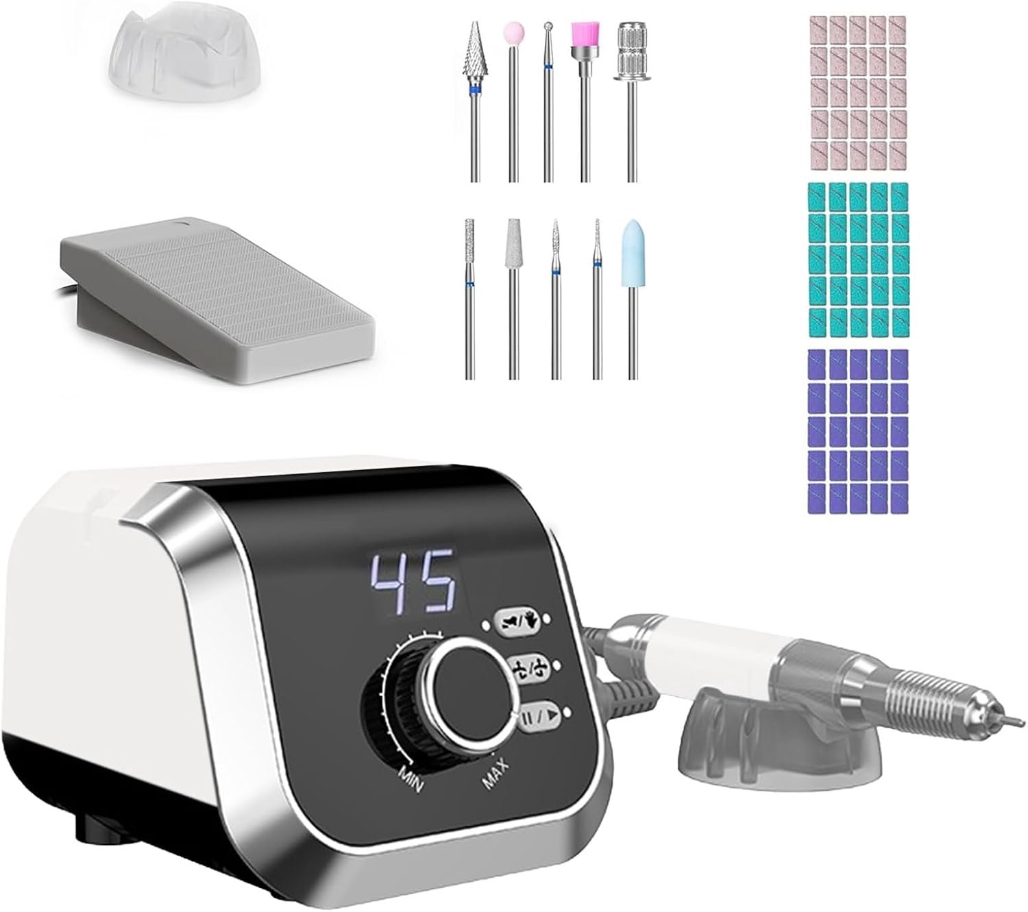 SnelShoppen - Elektrische Nagelvijl 45000 RPM Manicure & Pedicure Set met 45 Instellingen, LCD Display, Compleet met Accessoires voor Thuisgebruik en