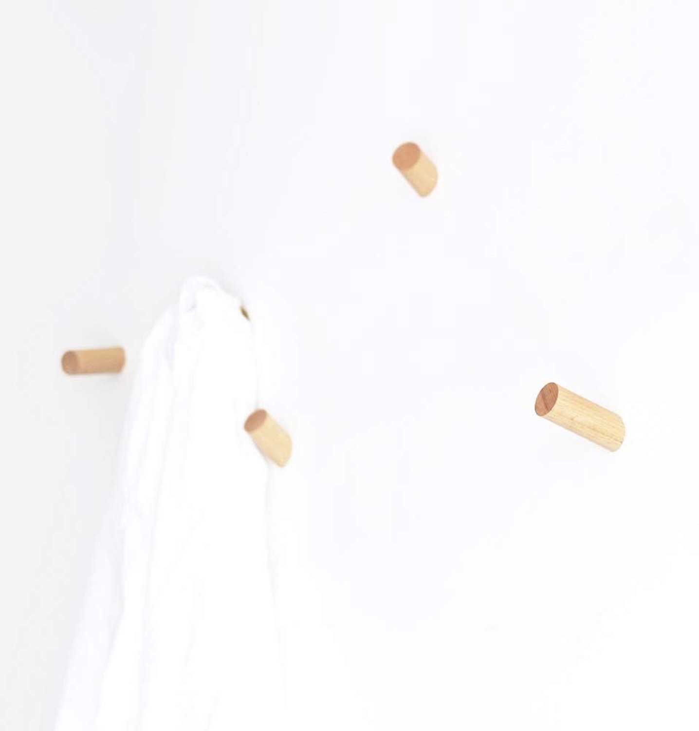 One-Tenth Wall Hook Coat Hook Wood Wall Mounted, Set 3 L M S, Beech