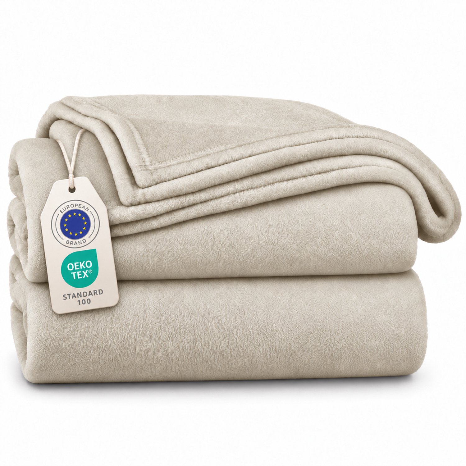 Tbeloo Fleece deken 150 x 200 cm beige - zachte microvezeldeken voor bank, bed of buiten