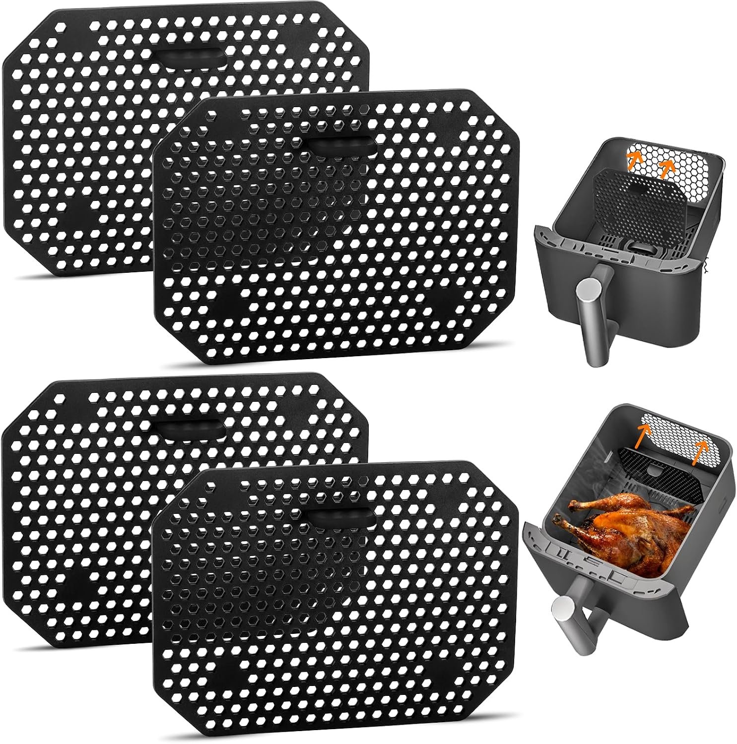 Dailygoods- Anti-spat Rooster - 4 Stuks - Siliconen - Hittebestendig - Voor Air Fryer Ninja - 11,5 × 8,5 cm - Verlengt levensduur apparaat - Spatbesch