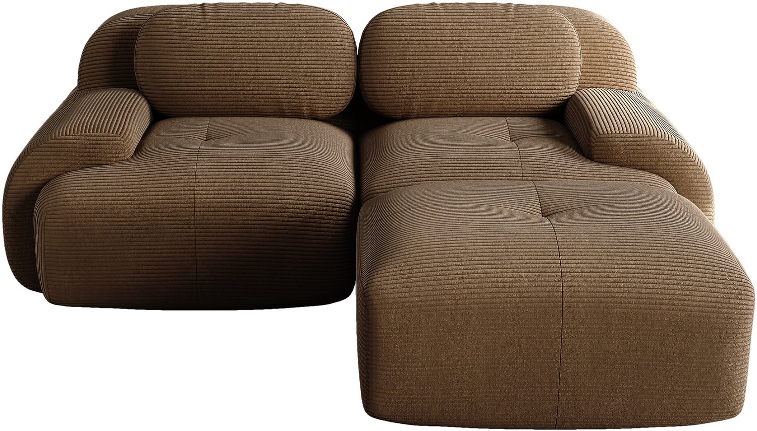 SONNENH Modulaire hoekbank met ottoman - Ribstof - 208 cm - Bruin
