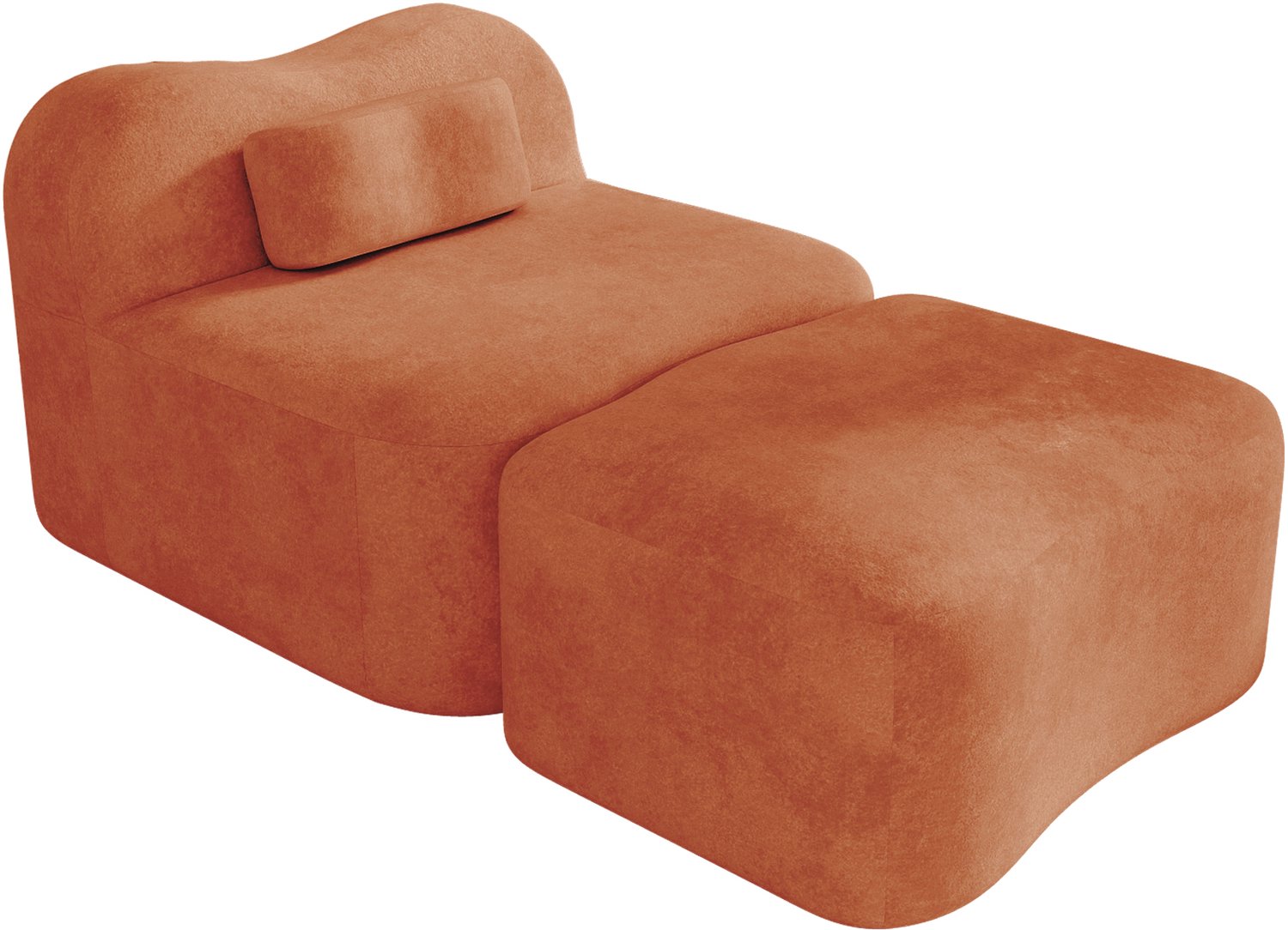 SONNENH Modulaire 1-zitsbank met ottoman - Fluweel - 96 x 167 cm - Oranje