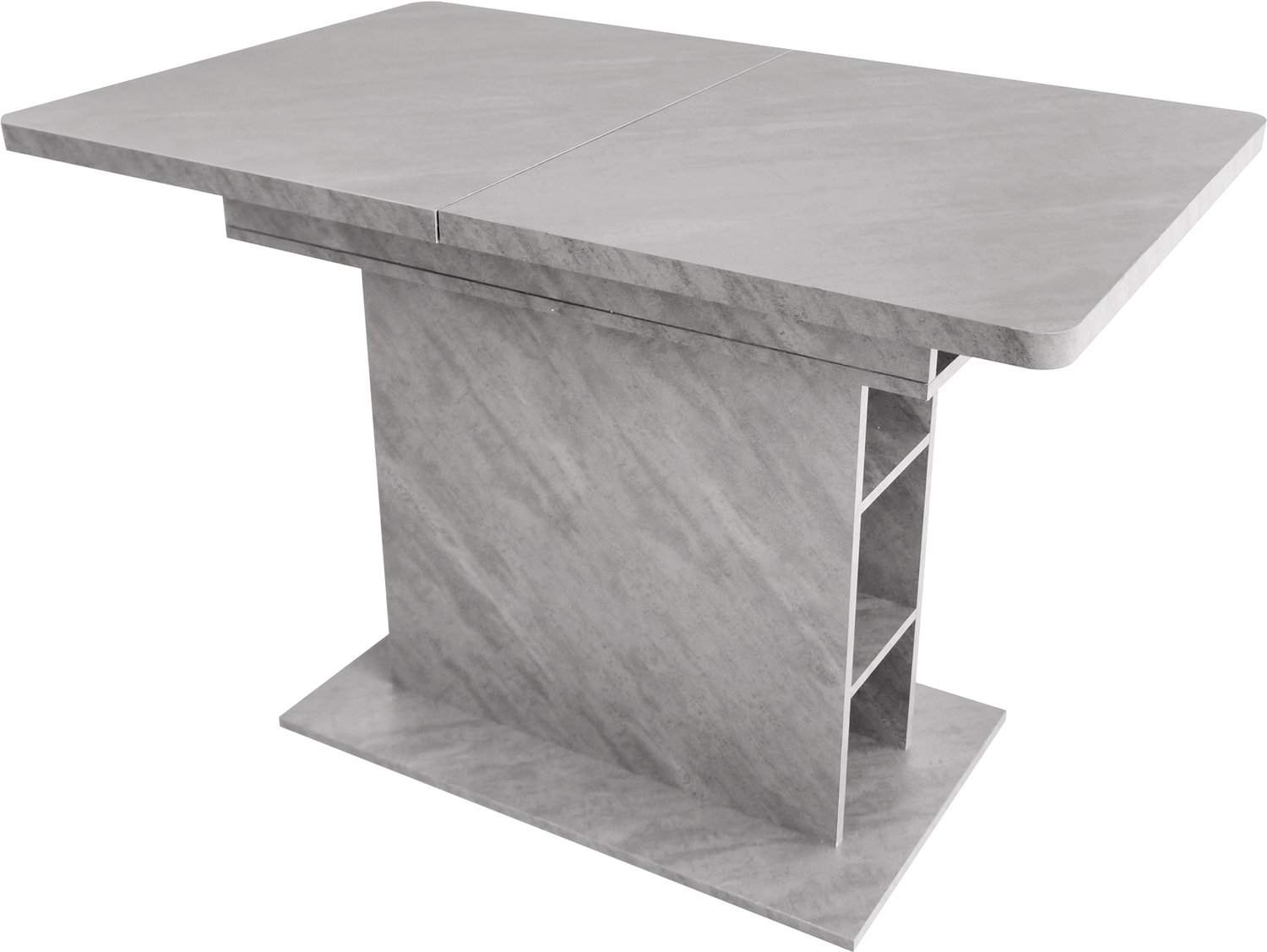 SONNENH Uitschuifbare eettafel met opbergvakken - 110 tot 130 cm - Grijze betonlook