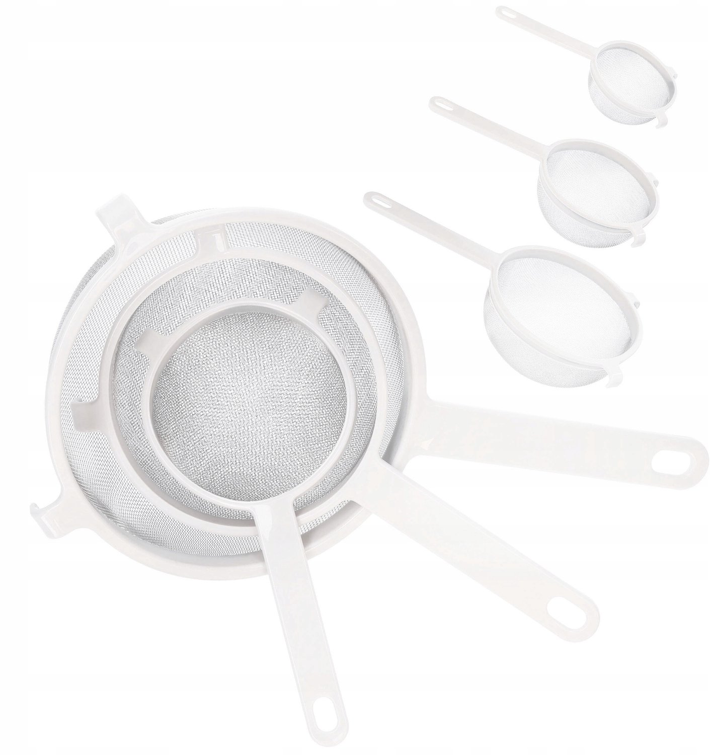 Keukenzeef Set 3 stuks met Handvat - Wit