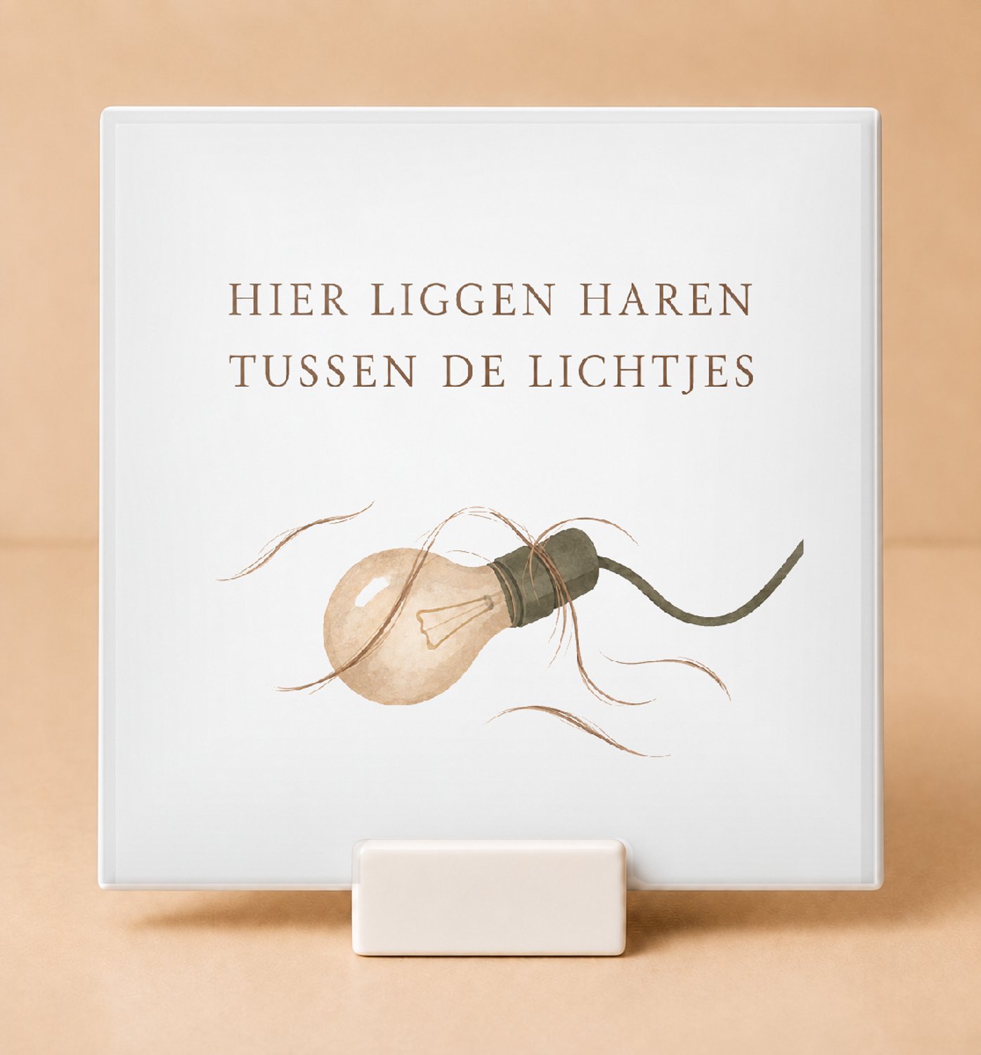 Bedruk King Sfeervolle Huisdier in kerstmodus Tegel – Rustieke Gouache Decoratie voor Dierenliefhebbers en Kerstfans - 11 x 11 cm met houder Wit