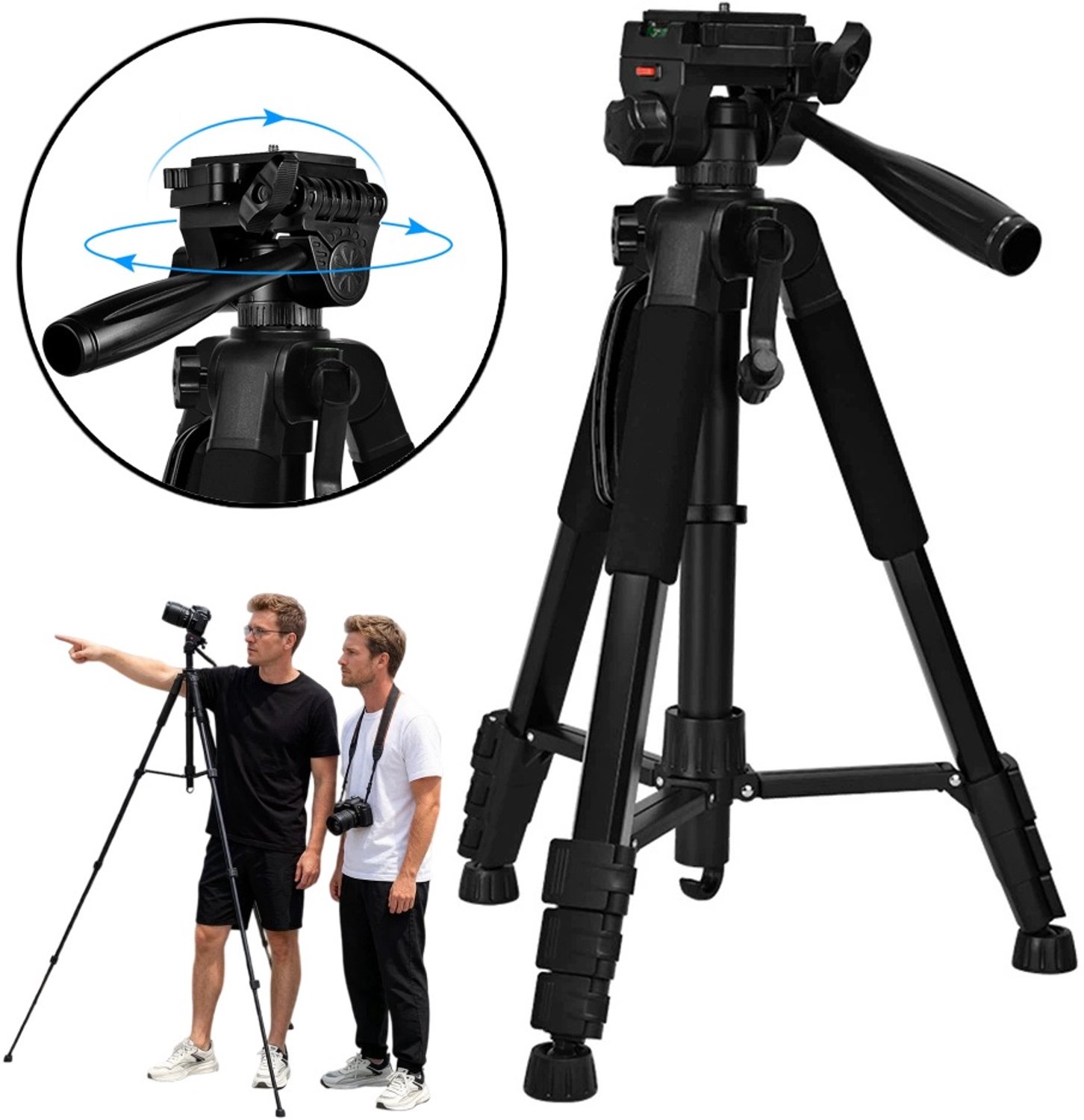 Merkloos Statief 182cm voor Camera, Telefoon & Smartphone - Inclusief Tas